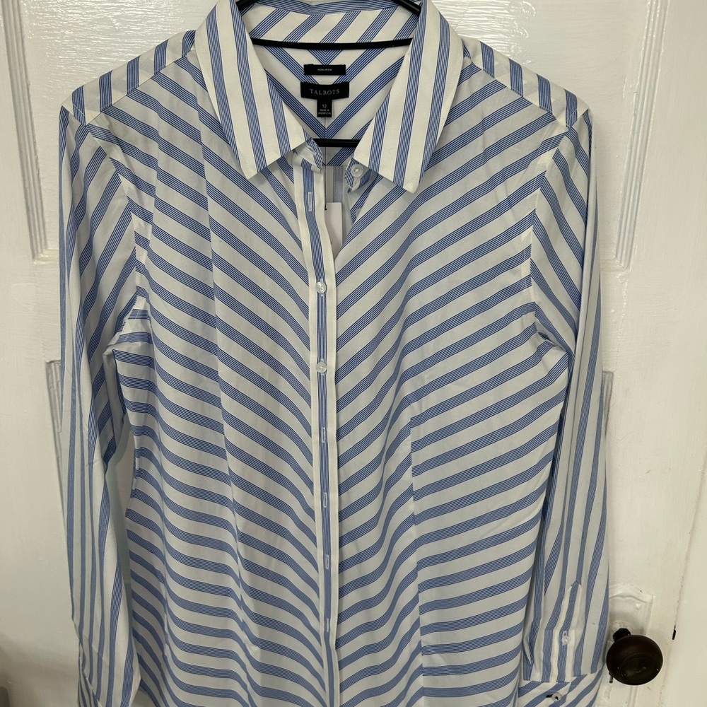 Talbots Blue and White Button Down Shirt